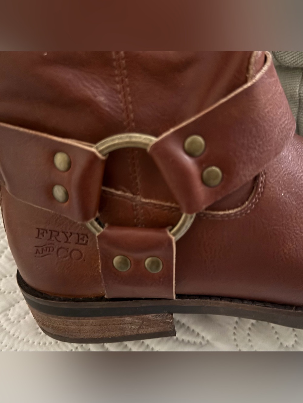 Frye Kellie Harness Boots in Cognac Brown Mid-Calf Riding Boot Size 8.5 - Picture 4 of 6